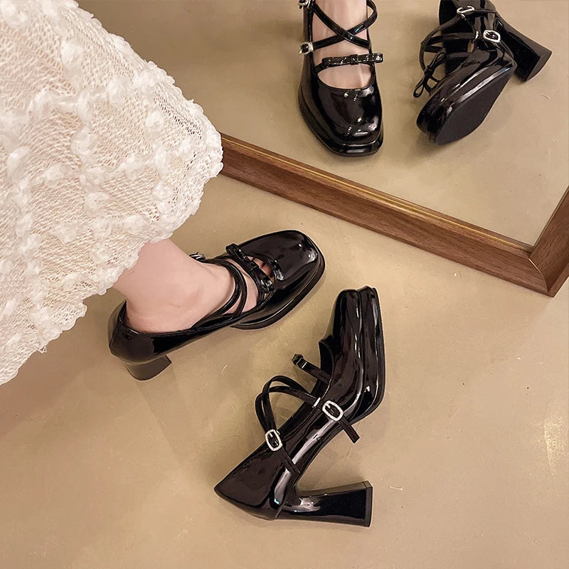Cyflymder  Women Shoes 2025 Spring Pumps Latest Mary Jane Summer High Heels Slip On Increasing Height Shallow Mouth Sandals Ladies New Loli