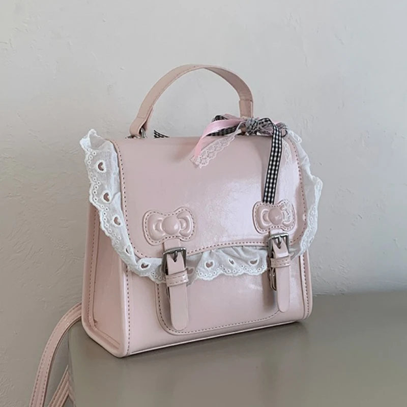 Cyflymder  Korean Kawaii Lace Fashion Handbags Women All Match Sweet Mini Backpacks Y2k Aesthetic Casual Simple Schoolbags Trendy Preppy