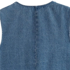 Cyflymder  Denim Waistcoat y2k Women Solid Color V Neck Single Breasted Sleeveless Vest Jeans Crop Top Jacket Summer Streetwear