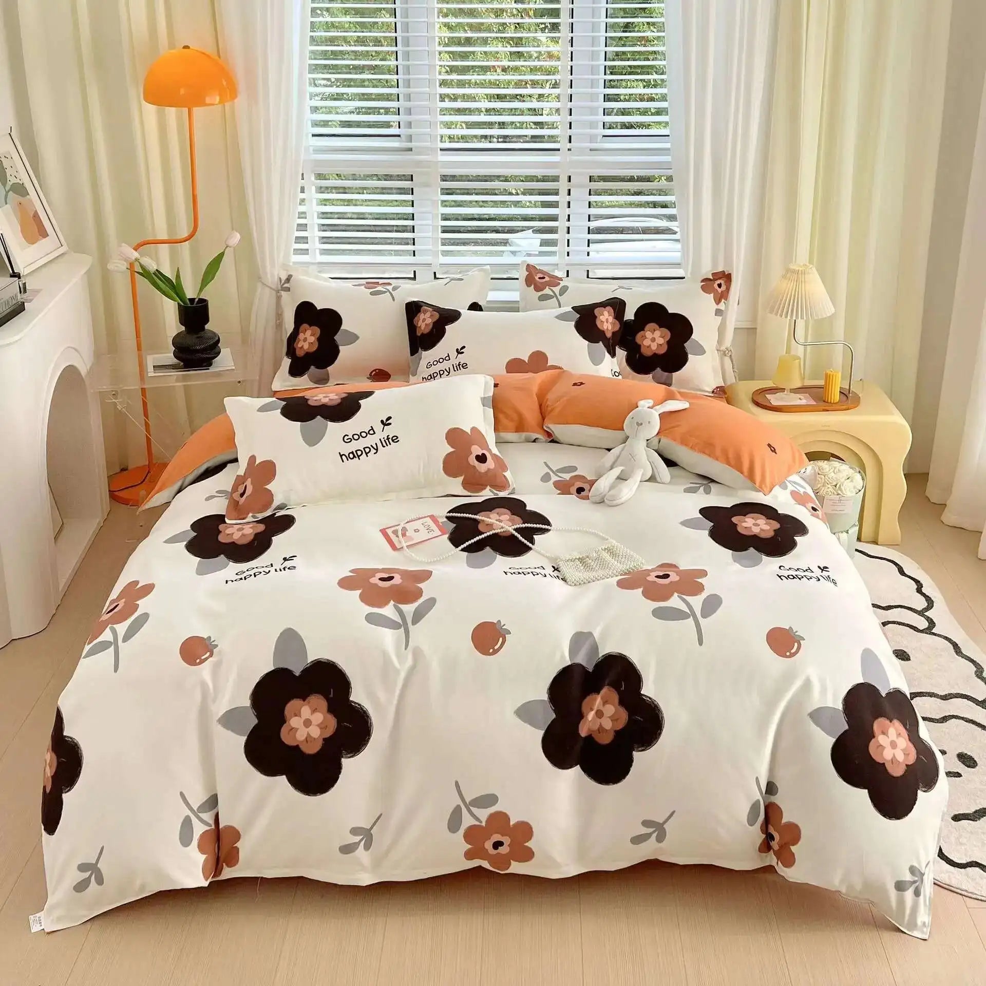 Cyflymder  New Cotton Duvet Cover, Long Staple Cotton Bed Sheet, Thickened And Brushed Four Piece Set, Student Dormitory Three Piece Set