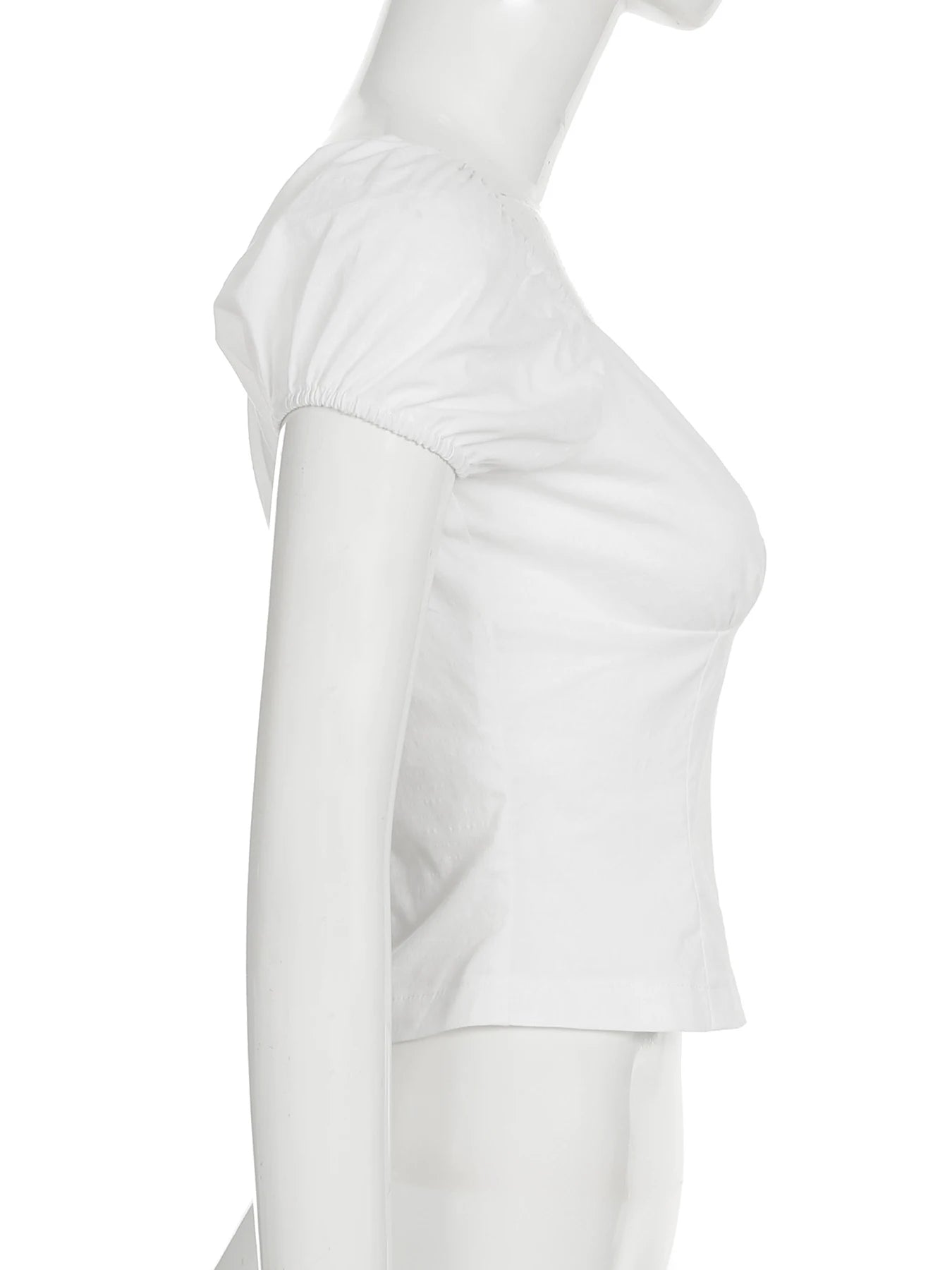 Cyflymder  French Style Slim Solid Blouse Holiday Casual Deep V-Neck Short Puff Sleeve Shirts Women 2025 Summer Fashion Streetwear