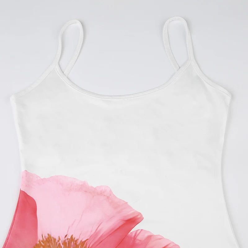 Cyflymder  Holiday Floral Camis Dress Beach Style Sexy Slim Slash Neck Sleeveless Maxi Dresses For Women 2025 Summer Fashion Ladies