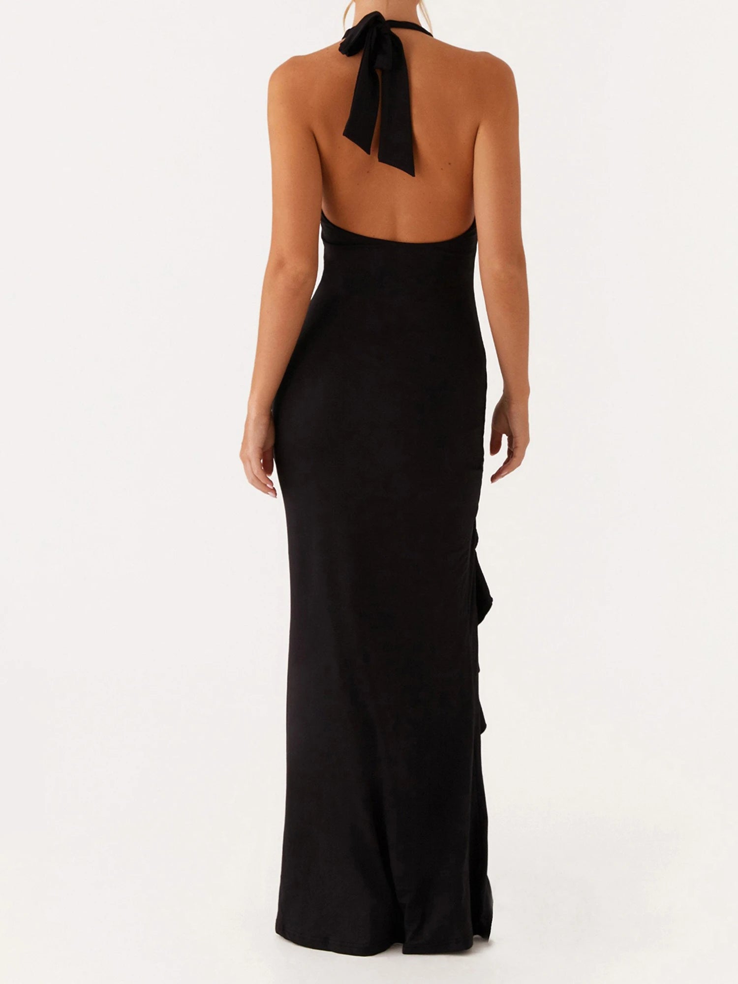 Cyflymder  Elegant Sleeveless Maxi Dress with Flattering Ruched Detail and Chic V-Neckline for Women s Evening Party Wear
