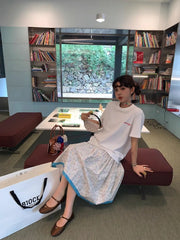 Cyflymder  Blue-edged Contrasting Small Floral Skirt Women's New Summer Retro French Pastoral Midi Skirt