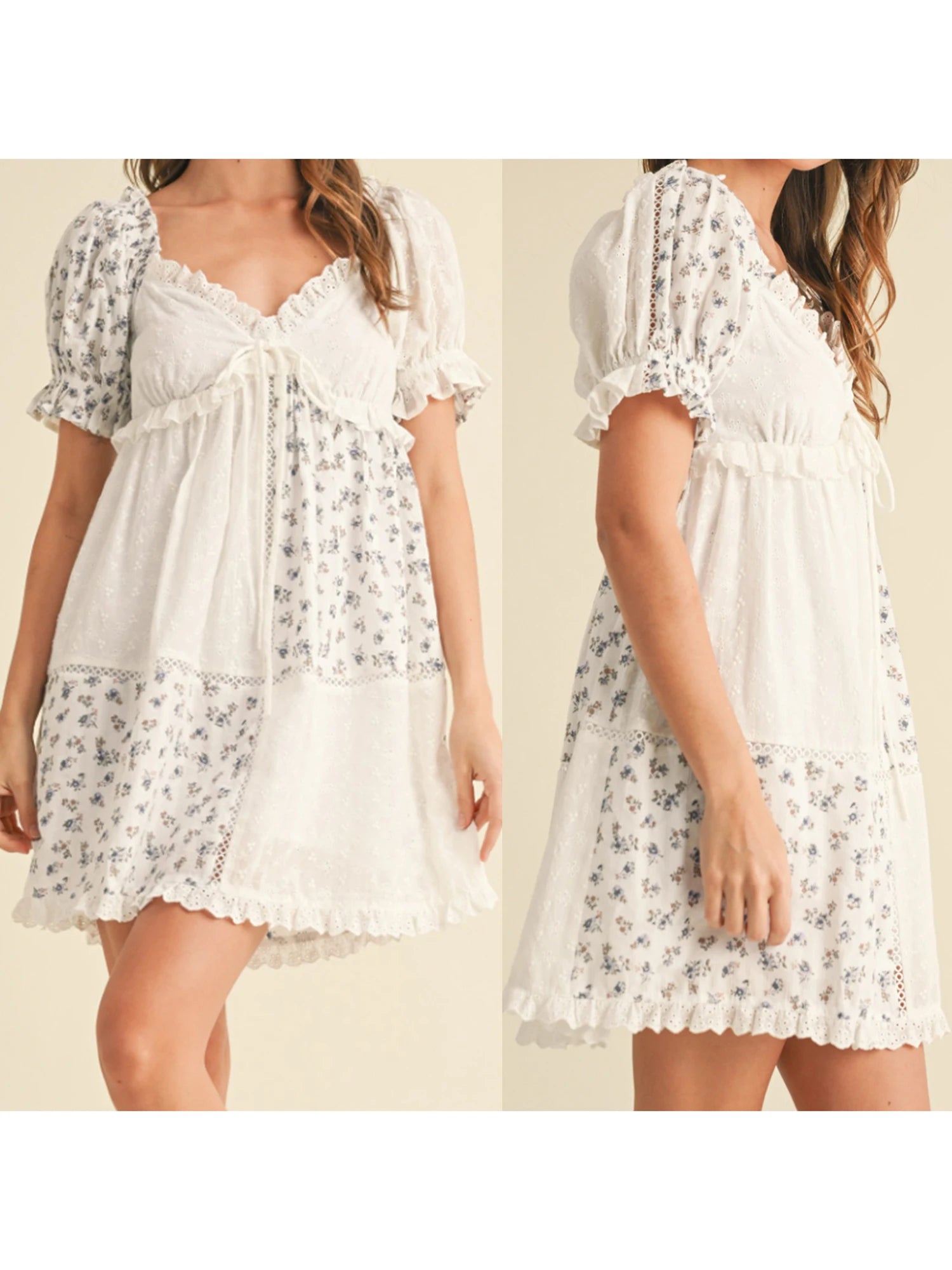 Cyflymder  Elegant Lace Maternity Dress with Empire Waist and Flutter Sleeves for Special Occasions in Spring Summer
