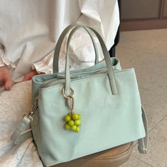 Cyflymder  Sweet Green Tote Bag Women Lightweight Waterproof Nylon Large Capacity Shoulder Bag Ladies Versatile Solid Color Crossbody Bags