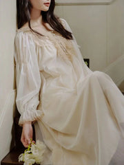Cyflymder  Pure Cotton Ruffles Vintage Nightgowns Women Robe Nightie Long Dress Victorian Romantic Princess Sleepwear Nightdress Homewear