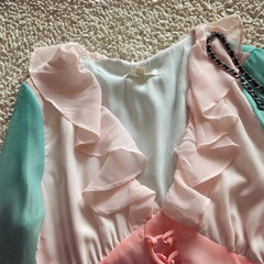Cyflymder  rainbow DRESS women V-neck Tiered ruffle trim Summer dress holiday boho beach dress female