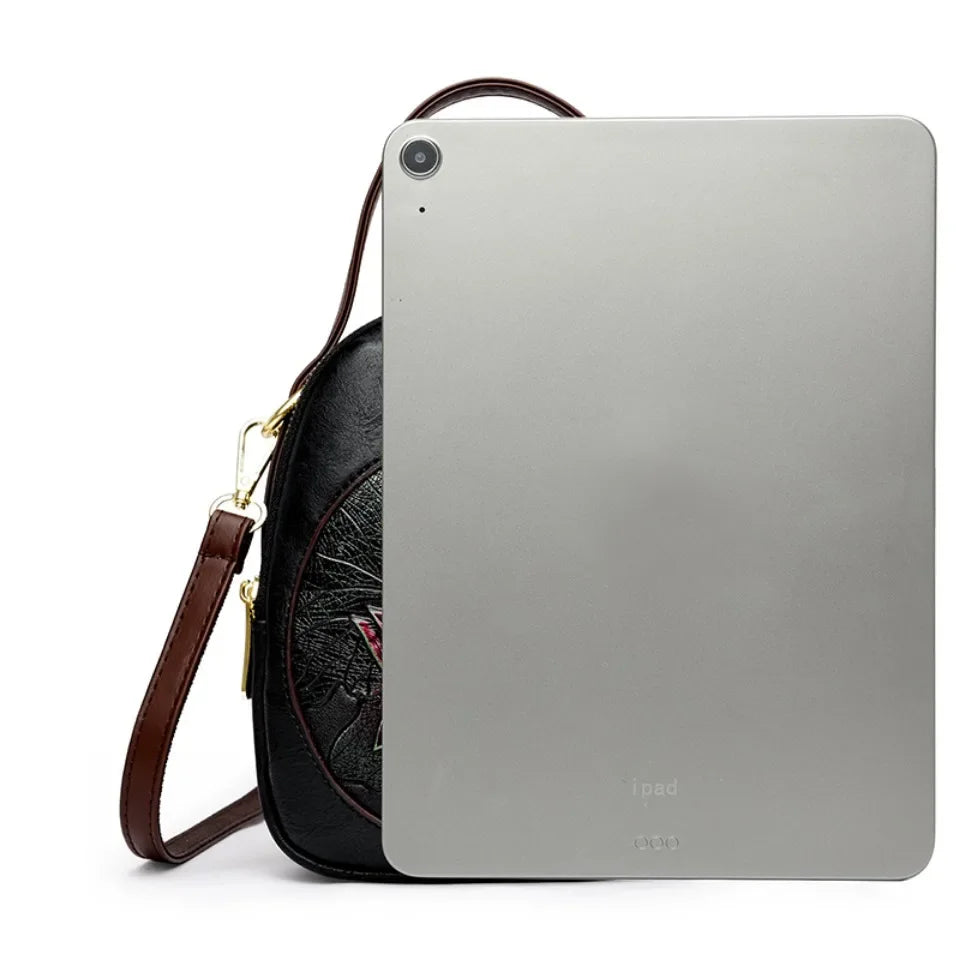 Cyflymder  Luxury 3-Layer Pockets PU Leather Women's Leisure Shoulder Bag and Purses Fashionable Lotus Pattern Crossbody Bag Ladies Sac