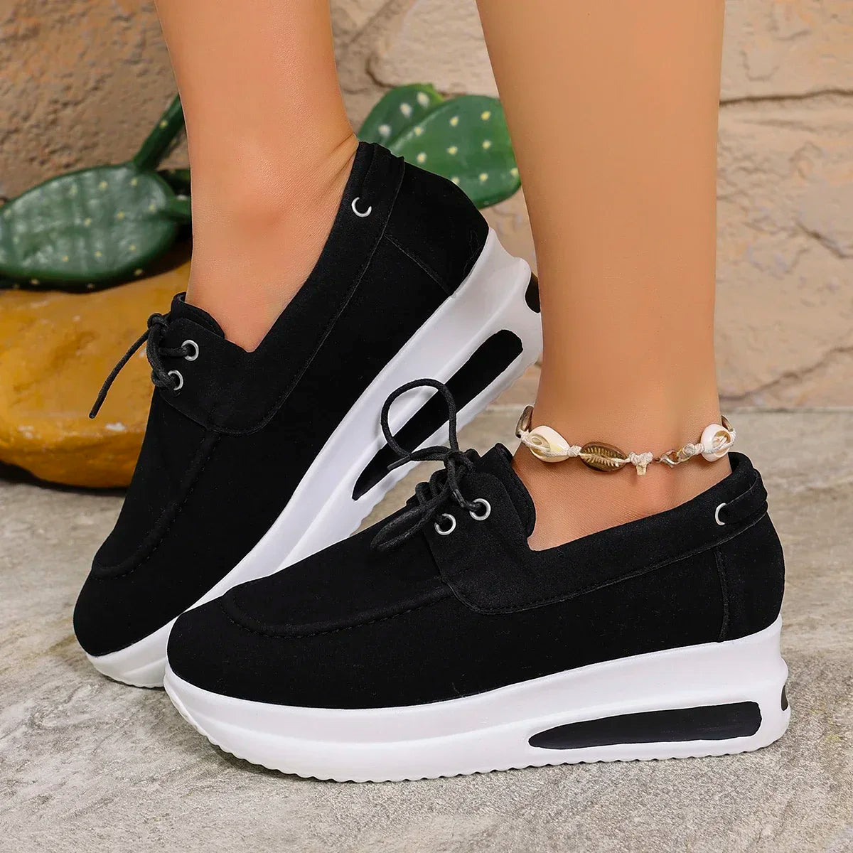 Cyflymder  Women Wedges Platform Sneakers Female Summer Lace-up Sport Shoes Women Trend Anti-slip Comfortable Casual Shoes Zapatos De Mujer