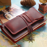 Cyflymder Handmade Pen Bag From Cowhide Genuine Leather Retro Pencil Bag Vintage Style Pencil Case Storage Bag For Journal Travel Supplies
