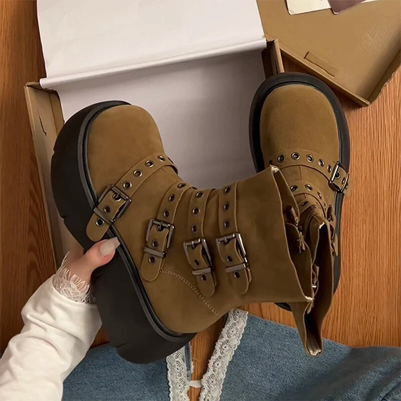 Cyflymder  Autumn Winter Platform Thick Bottom Women Ankle Boots Fashion Female Height Increase Short Booties