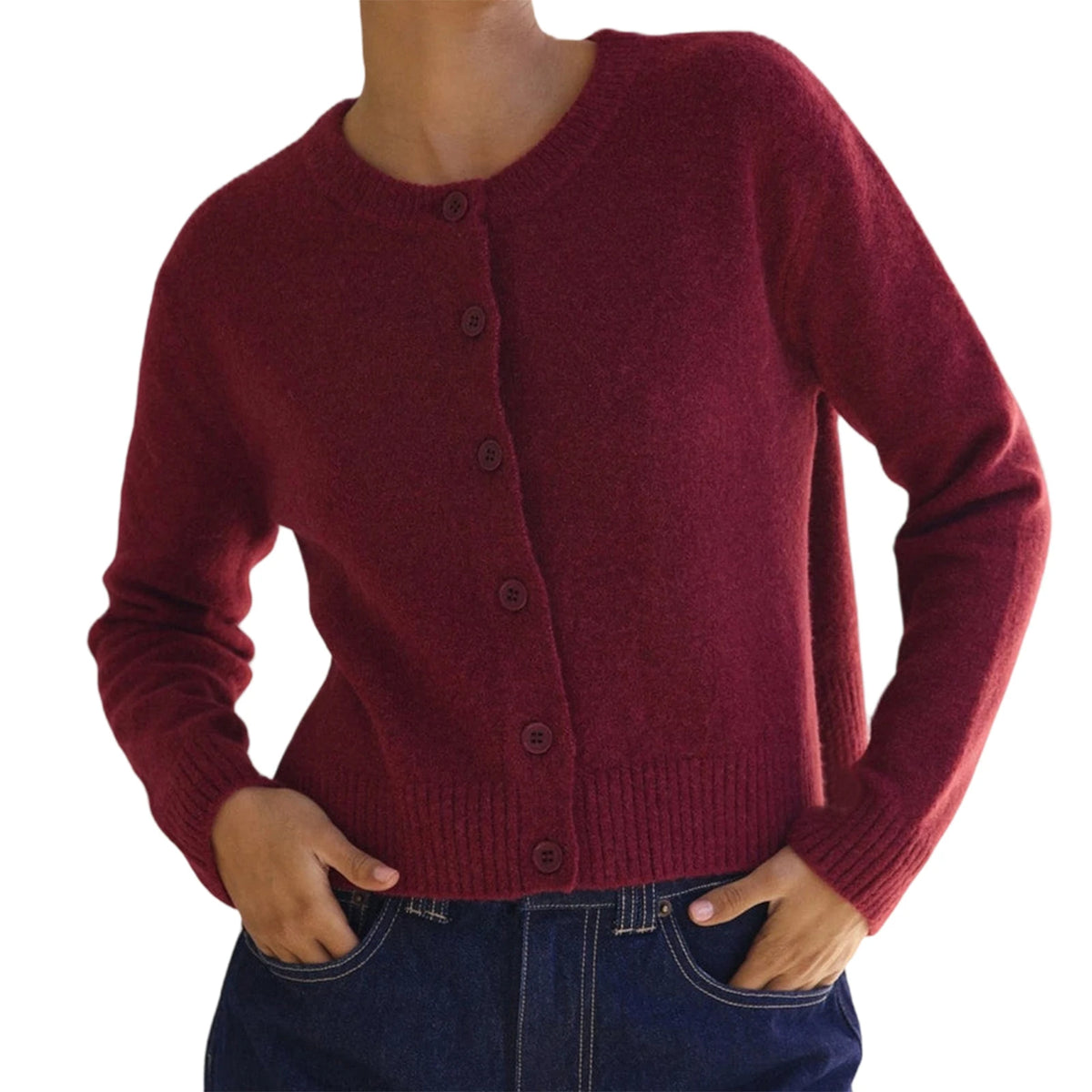 Cyflymder  Ladies Solid Color Long Sleeve Knit Cardigan with Button Closure and Slit Detail - Stylish Fall Casual Sweater Jacket