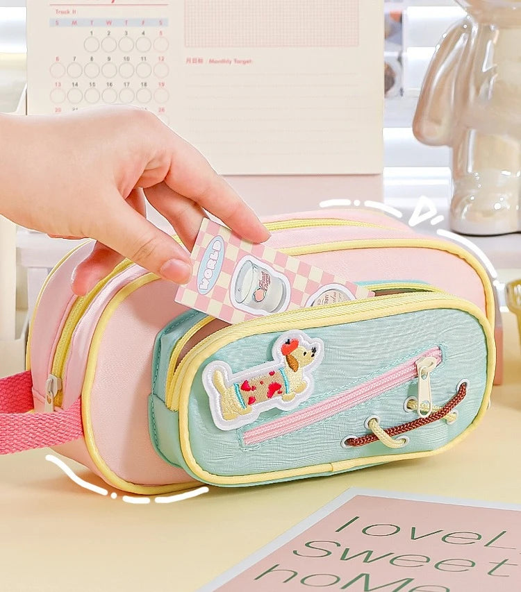Cyflymder  Gallery-Worthy Puff Pencil Case  Quilted Makeup Organizer Holds 50+ Pens Kawaii Study Stationery Storage Bag Back To School
