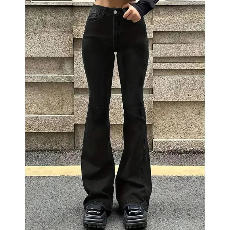 Cyflymder  Woman Vintage High Waist Flare Jeans Female Stretchy Bootcut Tight Denim Pants Women Bell Bottoms Casual Slim Fit Trousers