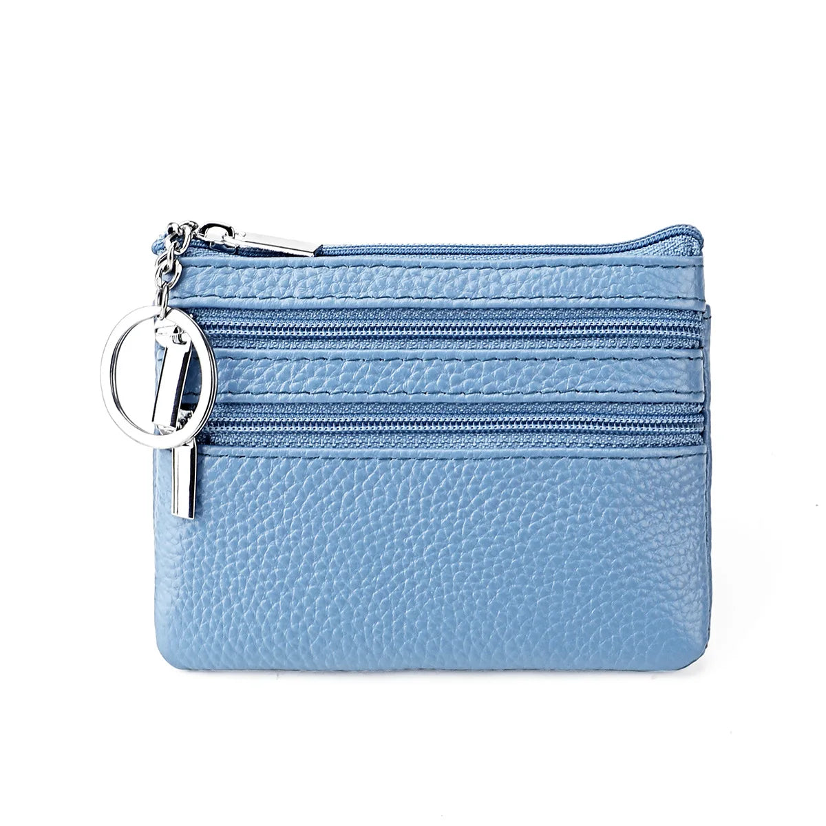 Cyflymder  Fashion Women Genuine Leather Coin Purse Small Zipper Card Holder Mini Pouch Change Wallet with Keychain