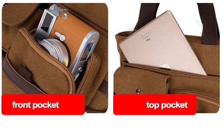 Cyflymder  Men Canvas Messenger Bag Camping Crossbody Bags Sling Shoulder Bag for Travel Work College Reto Men's School Handbags Briefcase