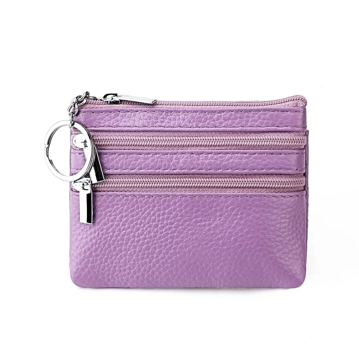 Cyflymder  Fashion Women Genuine Leather Coin Purse Small Zipper Card Holder Mini Pouch Change Wallet with Keychain