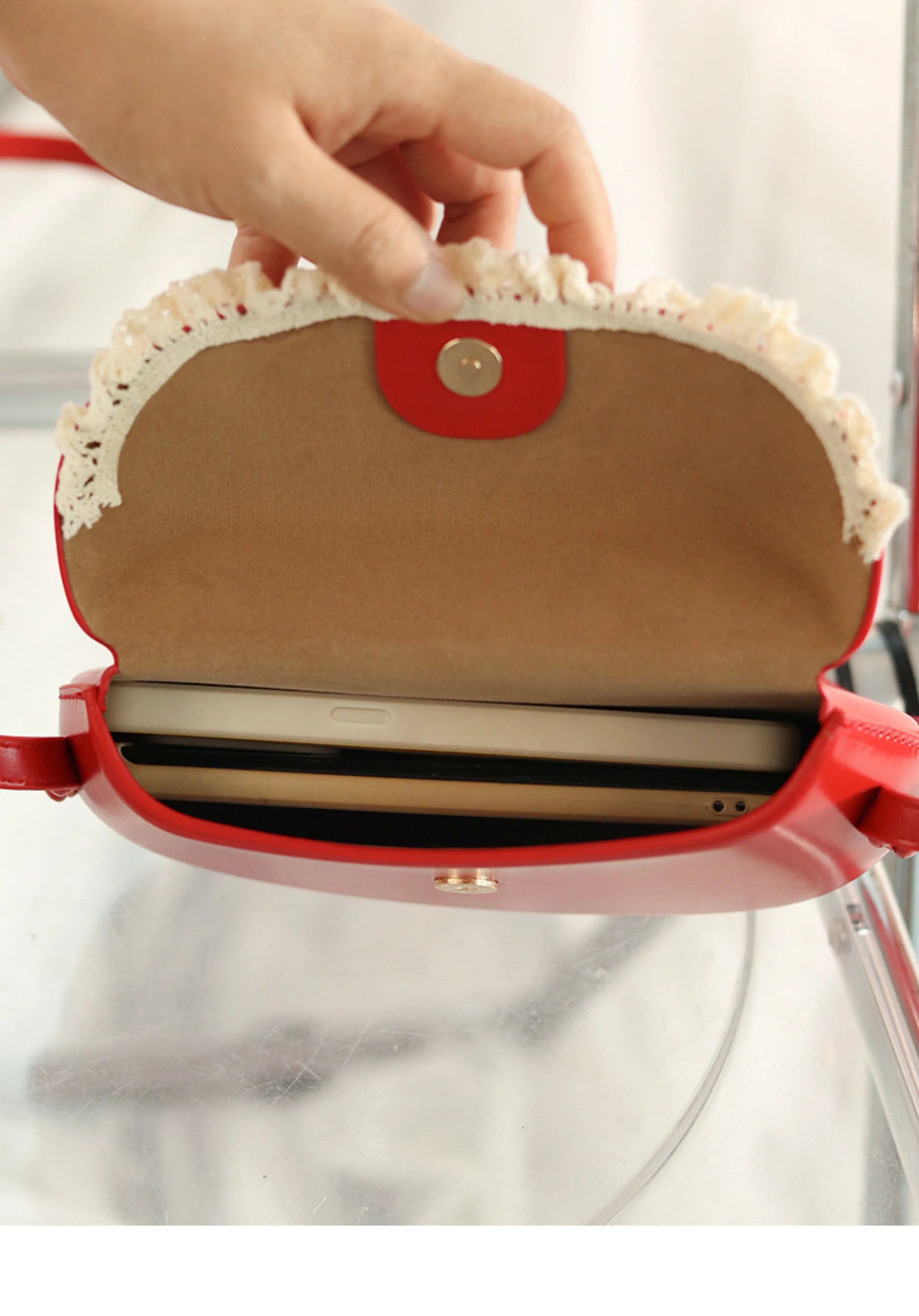 Cyflymder  Harajuku Red Messenger Bag Women 2025 Sweet Cute Retro Leather Casual Crossbody Bags Ladies Fairy Core Aesthetic Mini Bag Y2k