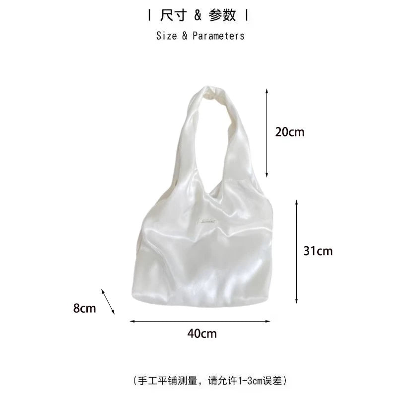 Cyflymder  Korean Elegant Y2k Aesthetic Chic Shoulder Handbags Glossy Tender Fairy Underarm Bag Trendy Fashion Casual Women Shopping Bags
