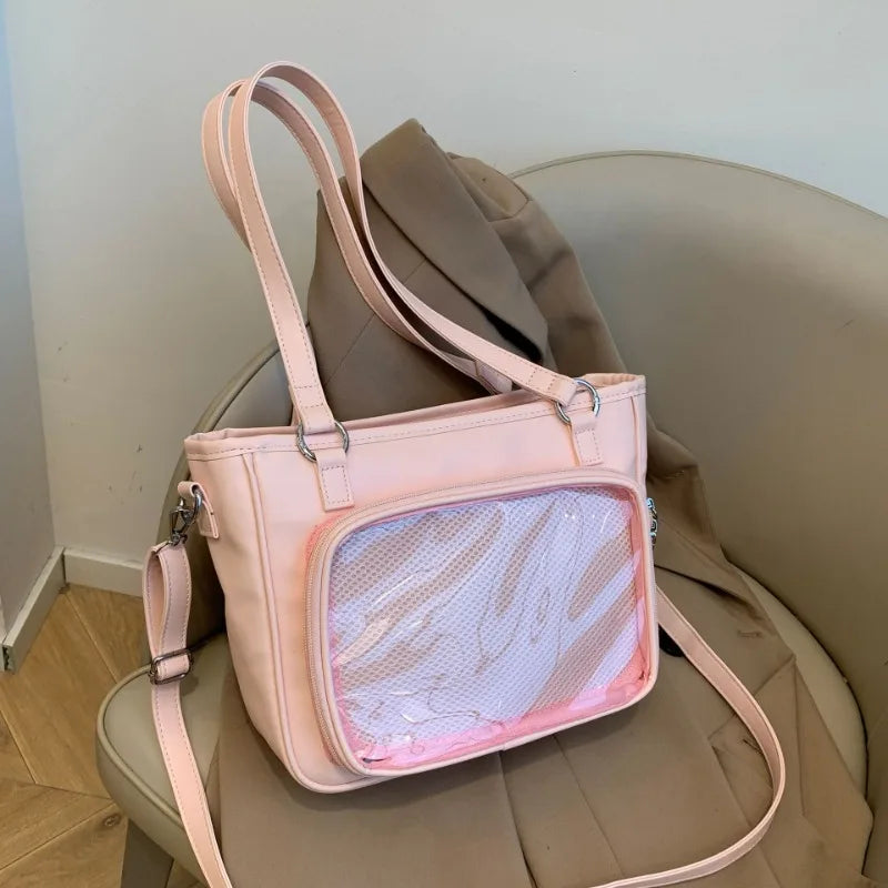 Cyflymder  Korean Y2k Aesthetic Transparent Backpacks Vintage All Match Casual Shoulder Ita Bags Streetwear Women Simple Handbags Crossbody