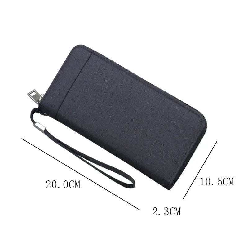 Cyflymder  Men Long Purse Simple Canvas Zipper Wallet Cellphone Handbag Business Multi Card Holder Male Wallet Case Money Card Bags