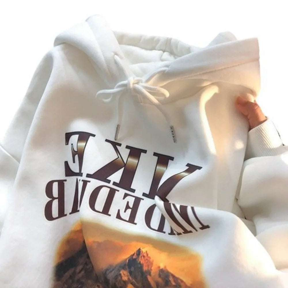 Cyflymder  Retro Streetwear Oil Painting Hoodie Womens Winter Warm Fleece Loose Oversized Coat Fashion Casual Chic Jacket