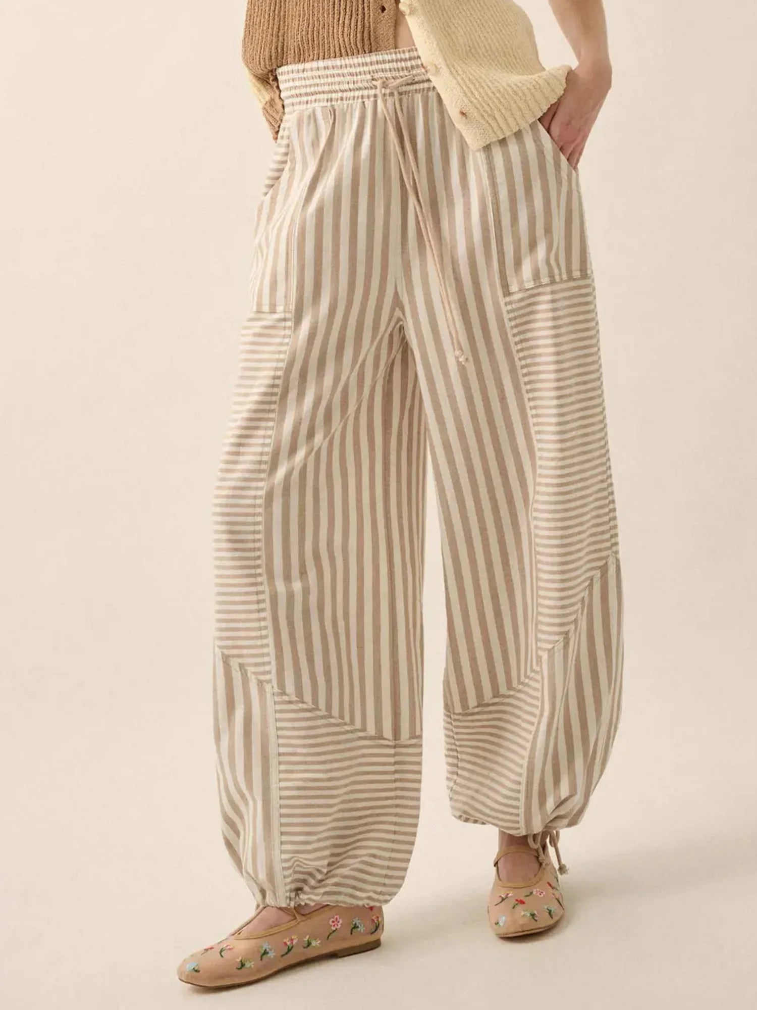 Cyflymder  Women s Floral Print High Waisted Palazzo Pants Lightweight Elastic Waist Wide Leg Trousers for Summer Beach Vacation