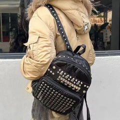Cyflymder  Dark Punk Studded Backpack Women Large Capacity Leather Daypack Ladies Hot Girl Harajuku Y2K Vintage Everyday Mochilas Mujer New