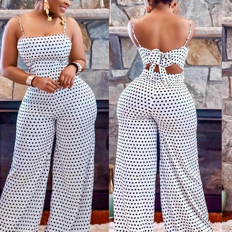 Cyflymder  Women's High-Waist Long Pants Jumpsuit with Belt Speled Print Wrap Chest Sling Casual Comfortable One-Piece Suit