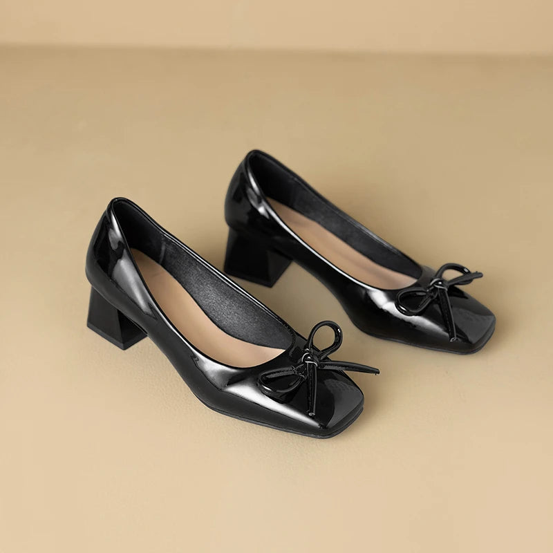 Cyflymder  Fashion Bowknot Design High-heeled Shoes Women Shallow Mouth Square Toes Shoes Relaxation Comfortable Women Shoes 77