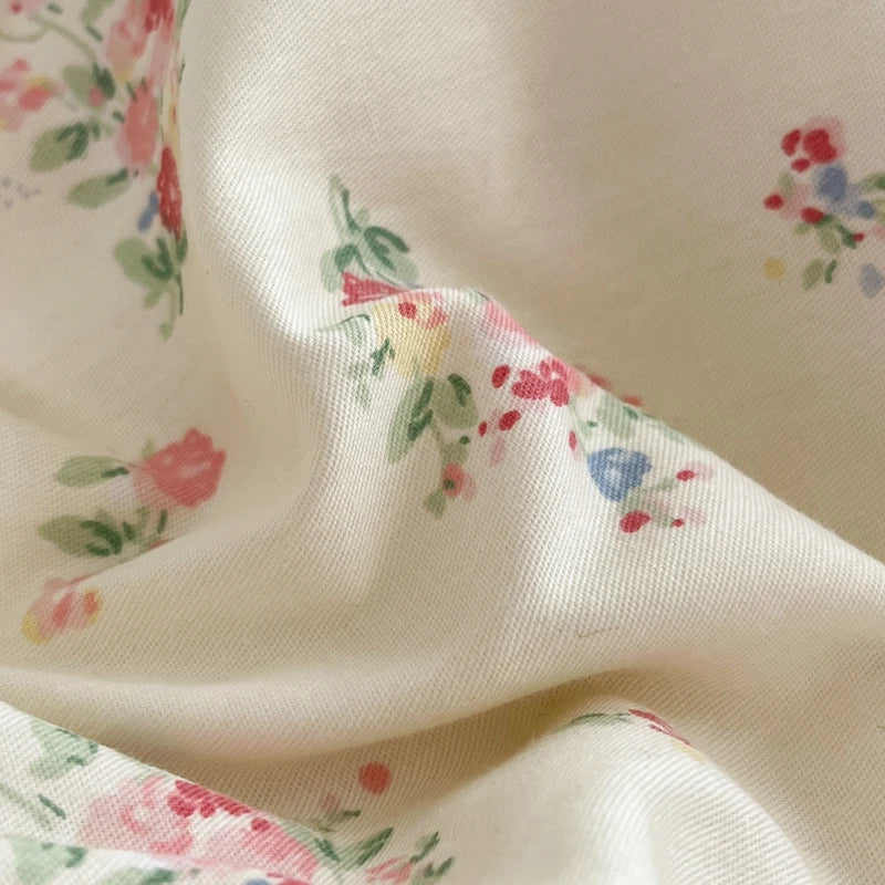 Cyflymder  Princess Style Lace Ruffles 100% Cotton Bedding Set Floral Pastoral Style Duvet Cover Flat/Fitted Bed Sheet Pillowcases 3/4Pcs