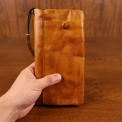 Cyflymder  Handcrafted Men's Long Wallet with Vintage Charm and Multifunctional Design Retro Card Bag