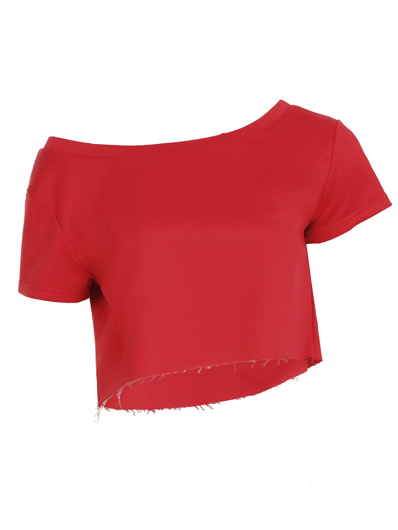 Cyflymder  Summer Basic Loose Cropped Top Women Solid Short Sleeve Asymmetric Tee Shirts Streetwear y2k Basic T-shirts Vintage 90s
