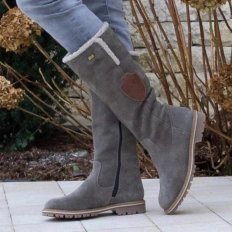 Cyflymder   Winter New Long Leg Snow Boots with Side Zipper Flipped Over Round Toe High Leg Women's Platform Boots Plus Size43