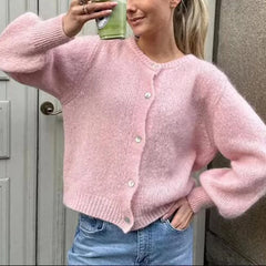 Cyflymder  Lazy Faion Knitted Cardigan Women's Sle Simple Ele Daily Wear Z 2025 Autumn New Arrival Open Front Sweater