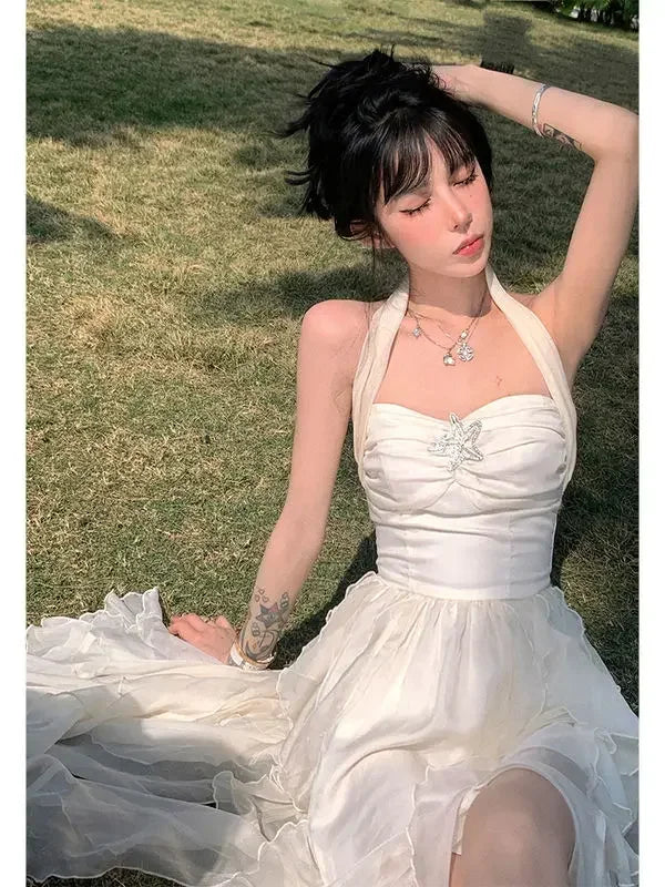 Cyflymder  Summer Casual Beach Dress Office Lady Outwear Sleeveless Elegant Y2k Midi Dress Women Even Party One Piece Dress Korean