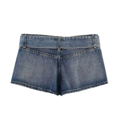 Cyflymder  Summer Vintage Belt Design America Shorts Y2k Aesthetic Fashion High Street Hole Short Pant Harajuku Stright Jean Trousers