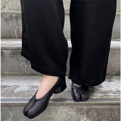 Cyflymder  Tabi Shoes Women Slip on Casual Loafers Chunky Heel Shoe New Fashion Split Toe Shoes Soft Bottom Slip On Comfy Ladies Shoes