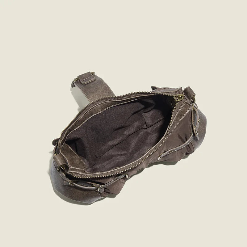 Cyflymder  New Underarm Hand Bag Woman Meilad Single Shoulder Handheld Wrinkled Saddle Bag For Women Leather Handbags