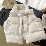 Cyflymder New Warm Autumn Winter Women Short Vest Coat Pockets Casual Fashion Sleeveless Jacket Solid Waistcoat For Female