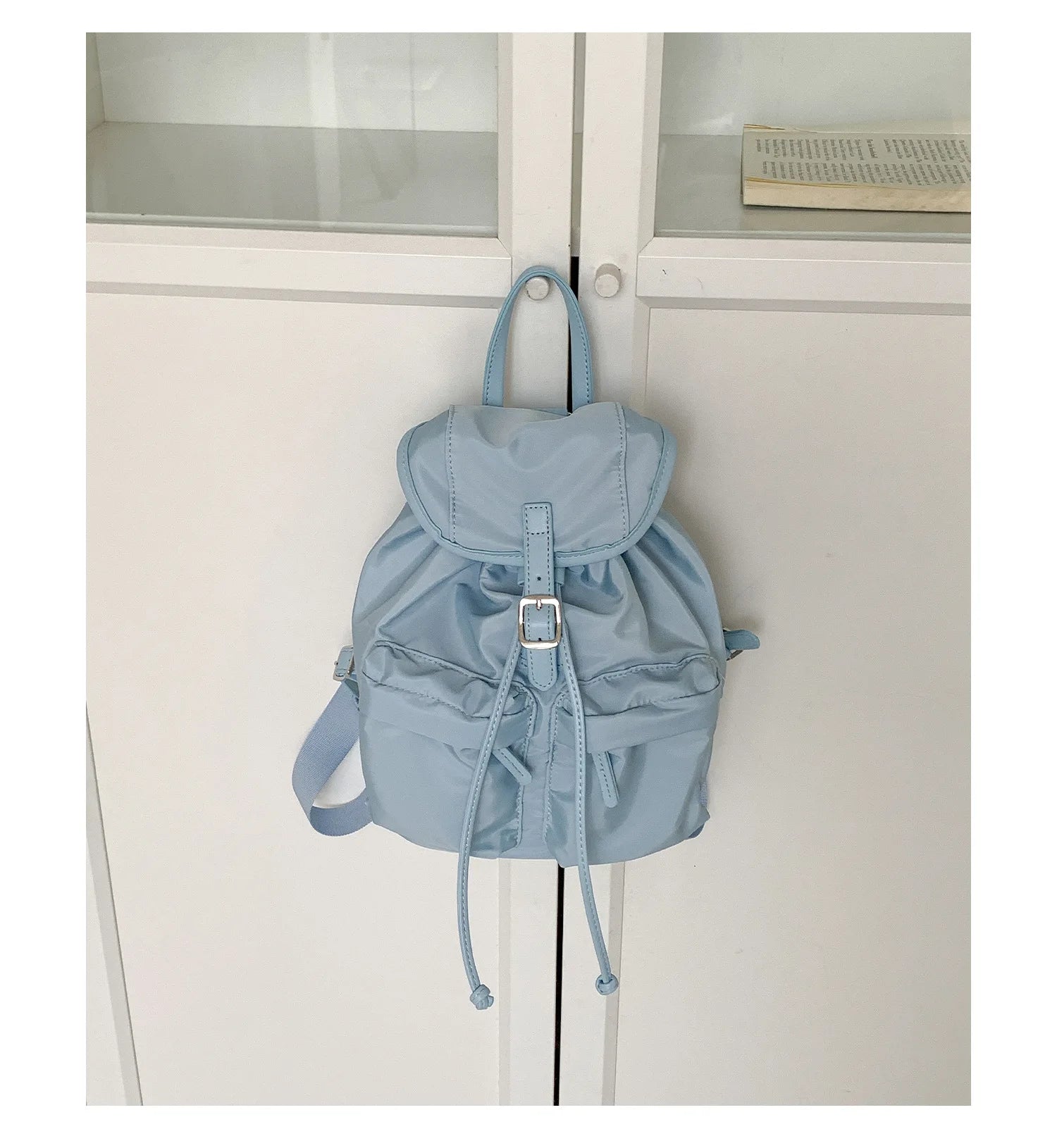 Cyflymder  Vintage Simple Fashion All Match Backpack Casual Nylon Drawstring Women Schoolbags Pleated Y2k Aesthetic Backpacks for Students