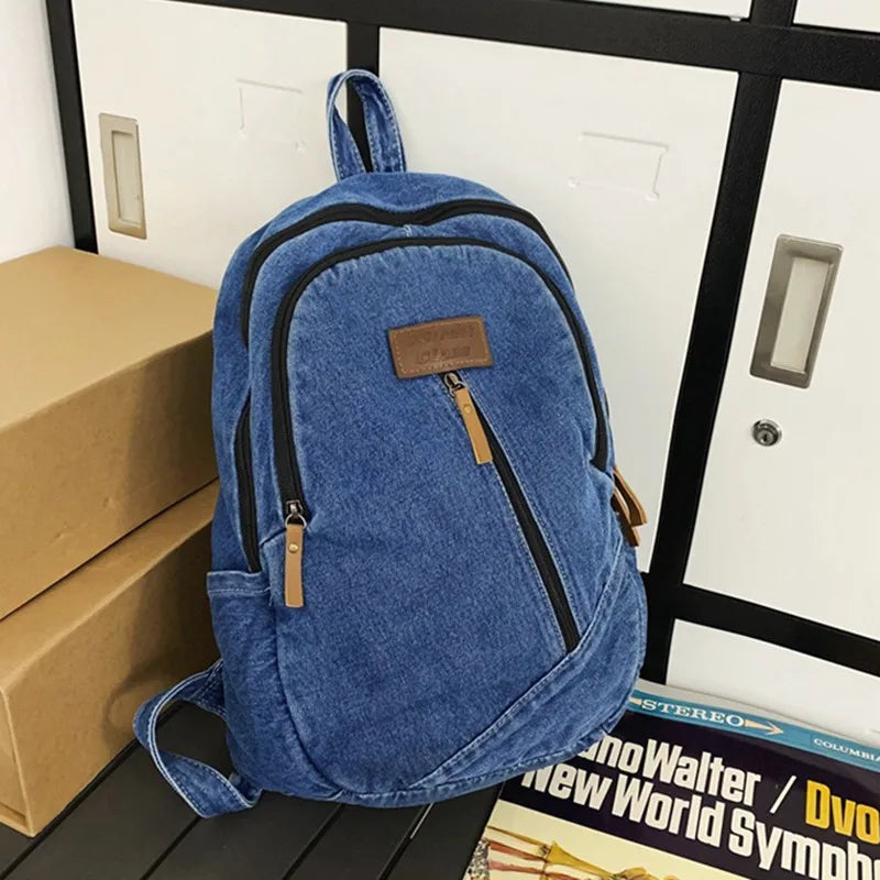 Cyflymder Fashion Denim Women's Backpack Simple Small Feminina Travel Backpack Casual Large Capacity Student School Bags For Girls