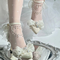 Cyflymder  Heeled Sandals Heels for Ladies Lolita Designer Shoes Bow Y2K Heels Mary Jane White Bridal Shoes Party Shoes Woman Trend