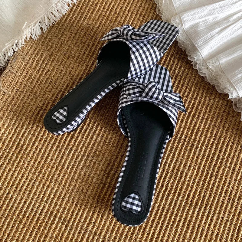 Cyflymder   Sweet Women's Shoes Exquisite Square Head Flat Slippers for Woman Elegant French Style Casual Shoes Designer Shoes Zapatos Mujer