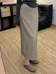 Cyflymder  High End Temperament Korean Office Lady Long Skirts Y2k Aesthetic Polk Dot Striped Print Harajuku Jupe French Women Skirts