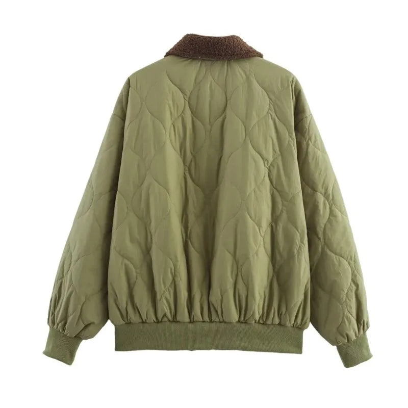 Cyflymder  Fashion Cotton-Padded Bomber Jacket Women Harajuku Casual Loose Single Breasted Pocket Zipper Jacket Coat 2025 New Autumn Winter