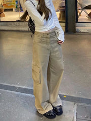 Cyflymder  Y2K Wide Leg Jeans Women American Retro Workwear Pants High Waisted Spicy Girl Style Straight Leg Loose Fit Slimming Casual