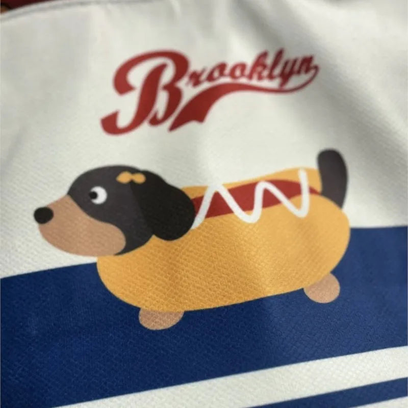 Cyflymder  Harajuku Sweet Cute Blue Puppy Tote Bag Women Printed Canvas Handbag Ladies Compact Bucket Shoulder Bags Purse 2025 New