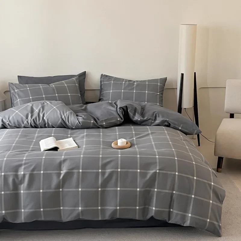 Cyflymder  Fashion Geometric Pattern Printed Fitted Sheet Style Bedclothes Cotton Soft Skin Friendly Bedding Set King Queen Bed Comfort Set